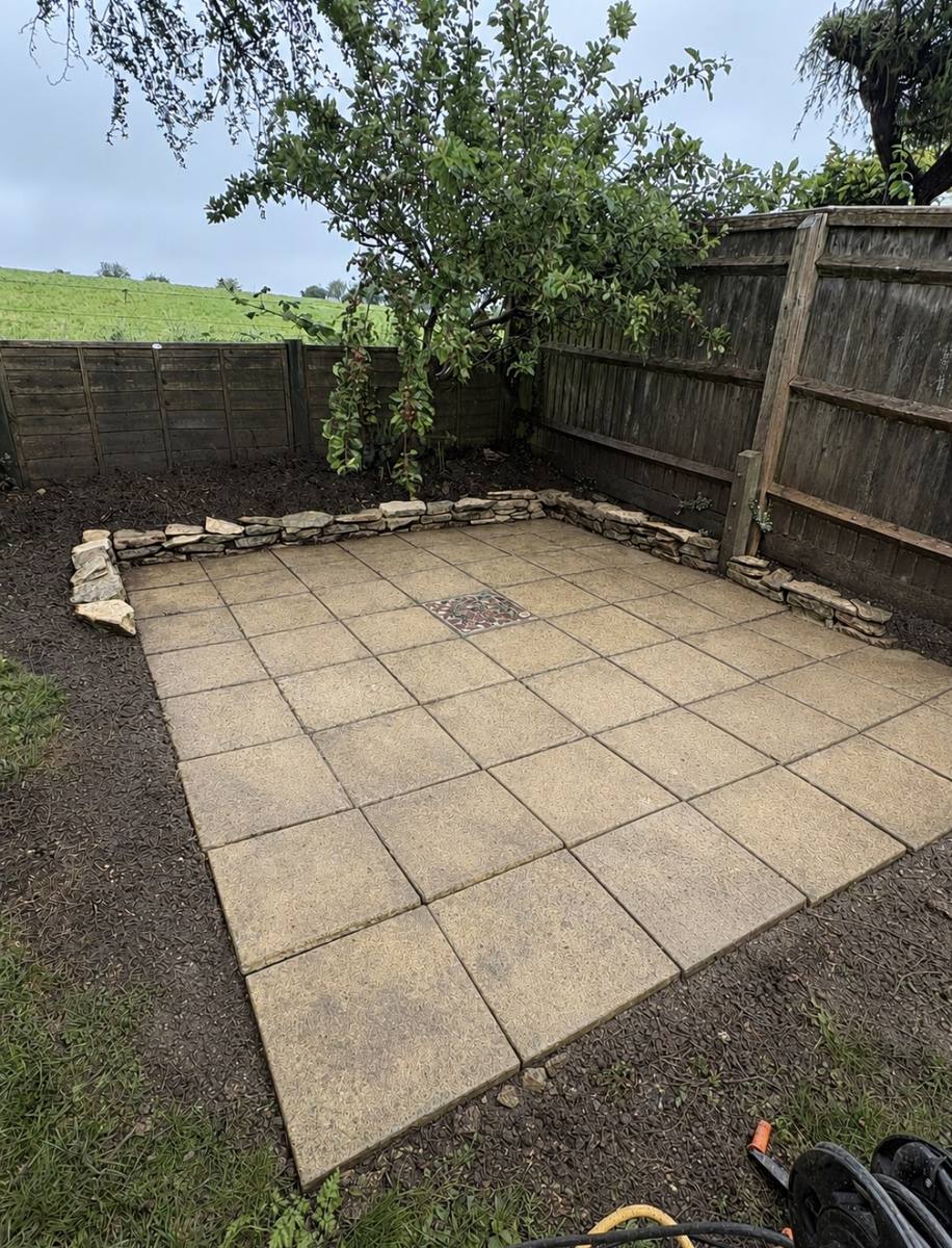 Patio after jet washing
